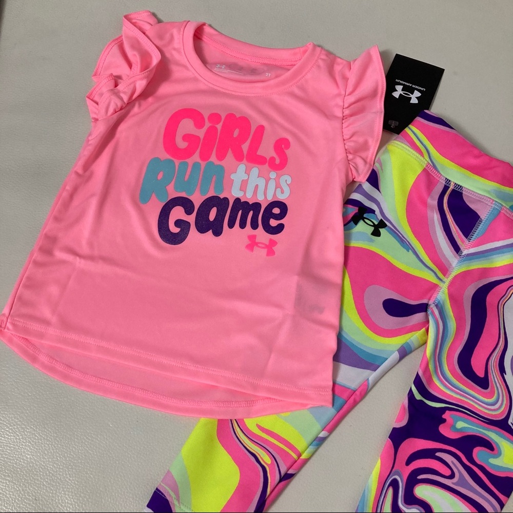 Under Armour cute pink neon leggings set 1002 - Picture 2 of 6